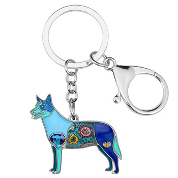 Newei Enamel Alloy Standing Australian Shepherd Keychains Standing Dog Key Rings Ζωικά κοσμήματα για κορίτσια κυρίας εφηβικής γοητείας