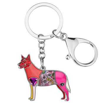 Newei Enamel Alloy Standing Australian Shepherd Keychains Standing Dog Key Rings Ζωικά κοσμήματα για κορίτσια κυρίας εφηβικής γοητείας