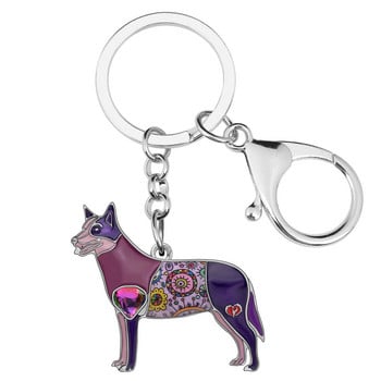 Newei Enamel Alloy Standing Australian Shepherd Keychains Standing Dog Key Rings Ζωικά κοσμήματα για κορίτσια κυρίας εφηβικής γοητείας