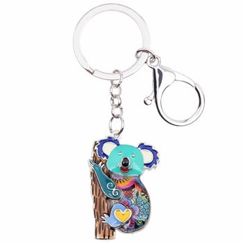 Bonsny Enamel Australia Koala Bear Μπρελόκ Δαχτυλίδια Μόδα Ζώο Κοσμήματα για Γυναίκες Κορίτσια Δώρα Τσάντα Αυτοκινήτου Γούρια Νέο