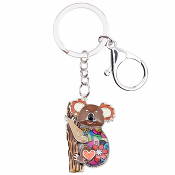 Bonsny Enamel Australia Koala Bear Μπρελόκ Δαχτυλίδια Μόδα Ζώο Κοσμήματα για Γυναίκες Κορίτσια Δώρα Τσάντα Αυτοκινήτου Γούρια Νέο