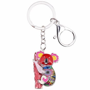 Bonsny Enamel Australia Koala Bear Μπρελόκ Δαχτυλίδια Μόδα Ζώο Κοσμήματα για Γυναίκες Κορίτσια Δώρα Τσάντα Αυτοκινήτου Γούρια Νέο