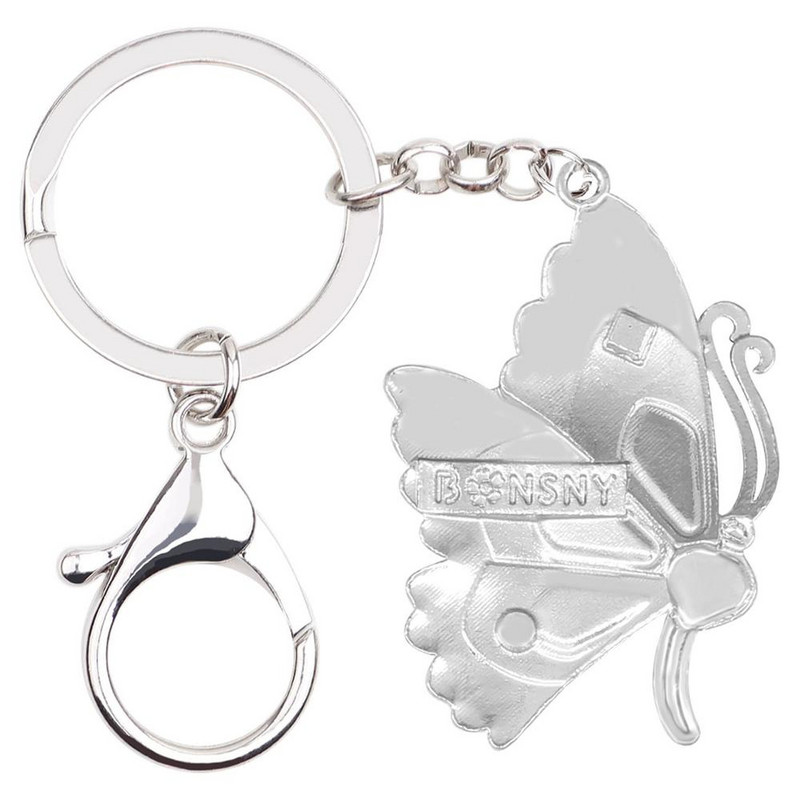 Bonsny smalț aliaj stras cristal fluture breloc breloc modă animale animale de companie bijuterii pentru femei fete cadou decorare