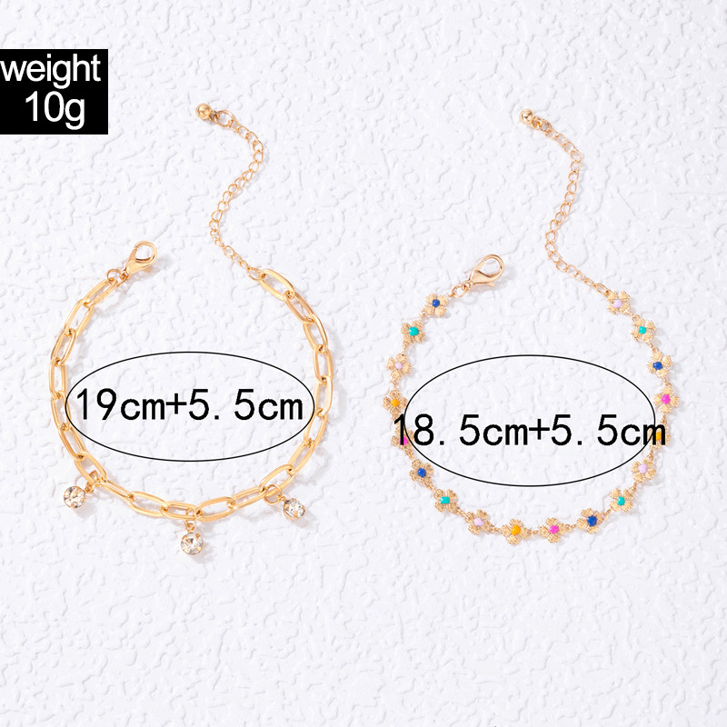 ToconaCharms kulcs anklet ostya fényes strassz láblánc állítható bohém ékszer nőknek férfi férfiaknak 2db/szett 21476