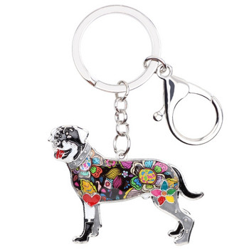 Bonsny σμάλτο Rottweiler Μπρελόκ για σκύλους Μπρελόκ Δαχτυλίδια Δώρο για Γυναίκες Κορίτσια Λάτρεις Κατοικίδιων Τσάντα Αυτοκινήτου Γούρια Μόδα Ζώο Κοσμήματα Νέο