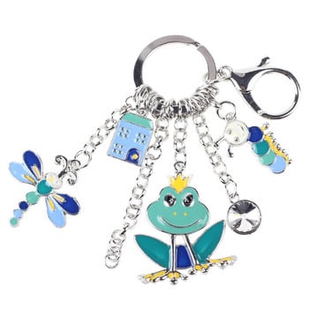 Bonsny 2016 Enamel Alloy Frog Butterfly Caterpillar Animal Keychain for Women Girl Keychain Charm Jewelry Aceessories
