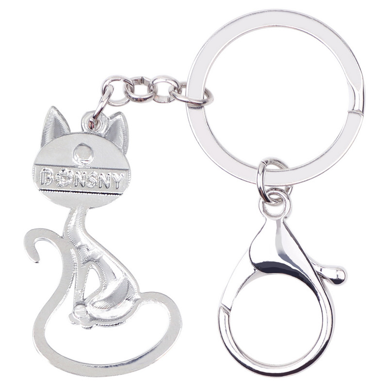 Bonsny Emajl Legura Rhinestone Cat Privjesci Držač Privjesaka Slatke Životinje Ljubimci Nakit Za Žene Djevojke Torba Privjesci Privjesak Poklon