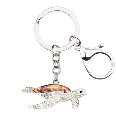 Bonsny emajl Metal Morska kornjača Morska kornjača Privjesci za ključeve Prsten sa vještačkim dijamantom Životinjski nakit za žene Torba za djevojke Privjesci za automobil