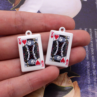 10 bucăți cărți de joc amuzante K Charms din aliaj, noutate, joc de cărți, pandantiv pentru breloc pentru cercei, bijuterii DIY