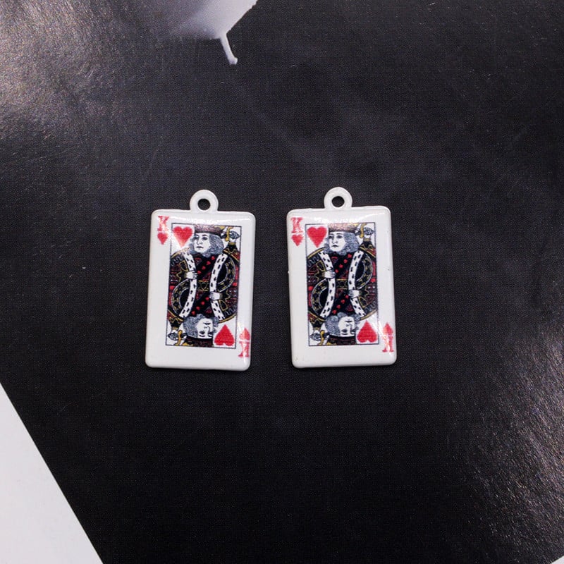 10 bucăți cărți de joc amuzante K Charms din aliaj, noutate, joc de cărți, pandantiv pentru breloc pentru cercei, bijuterii DIY