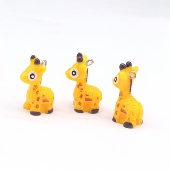 10 бр. Kawaii 3D Малки талисмани от смола на елени Сладко висулка с животни от Sika Deer за обеци Ключодържател Направи си сам изработка на бижута