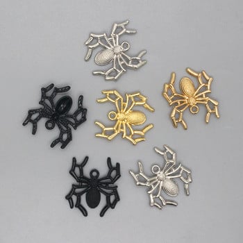 Mix 6 τμχ/συσκευασία Punk Cool Spider Alloy Charms Κοίλα 3D Animal Pendants για Σκουλαρίκια Κολιέ Μπρελόκ DIY Halloween Jewlery Make