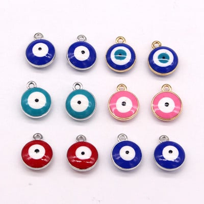 10 buc/lot 10 mm Breloc turcesc Evil Eye Breloc Vintage Blue Devil Eye pandantiv pentru cercei colier DIY norocos bijuterii