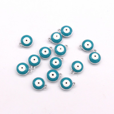 10 buc/lot 10 mm Breloc turcesc Evil Eye Breloc Vintage Blue Devil Eye pandantiv pentru cercei colier DIY norocos bijuterii