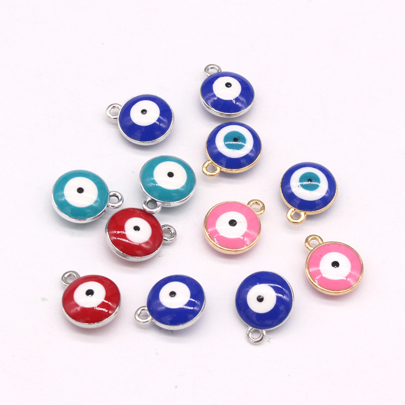 10 buc/lot 10 mm Breloc turcesc Evil Eye Breloc Vintage Blue Devil Eye pandantiv pentru cercei colier DIY norocos bijuterii