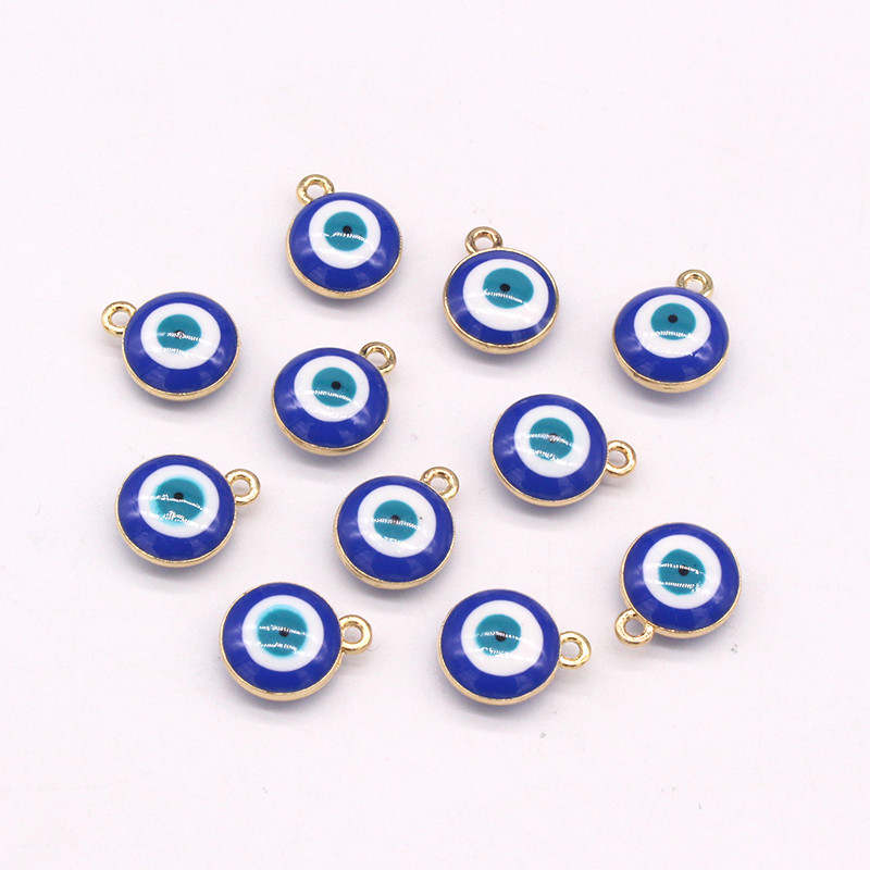 10 buc/lot 10 mm Breloc turcesc Evil Eye Breloc Vintage Blue Devil Eye pandantiv pentru cercei colier DIY norocos bijuterii