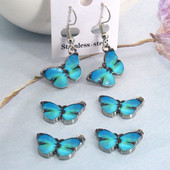 10 buc/pachet Breloc pentru cercei fluture albastru din aliaj de zinc, pandantiv cu fluturi cu animale coreene, pentru brățară, colier, bijuterii DIY