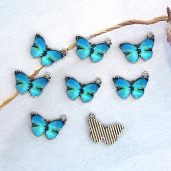 10 бр./пакет цинкова сплав синя пеперуда обеци талисмани корейски животни пеперуди висулка за гривна колие направи си сам бижута