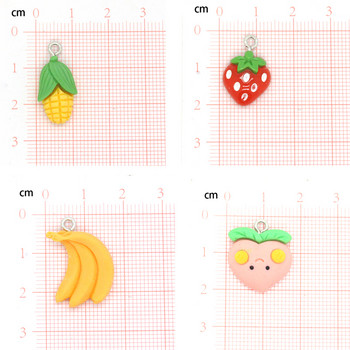 20 бр./лот микс мини плодова смола талисмани сладка ягода банан праскова храна висулки за обеци гривна направи си сам чар бижута направи D49