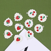 10 bucăți/pachet smalț dulce, căpșuni, cireșe, inimă, brelocuri simple, drăguțe, cu flori, cercei, brățară, pandantive mici, pentru fabricarea de bijuterii