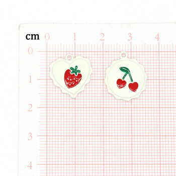 10 бр./опаковка Сладък емайл Ягода Череша Сърце Талисмани Обикновено сладко цвете Обеца Гривна Малки висулки Направи си сам за изработка на бижута
