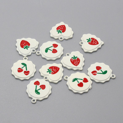 10 bucăți/pachet smalț dulce, căpșuni, cireșe, inimă, brelocuri simple, drăguțe, cu flori, cercei, brățară, pandantive mici, pentru fabricarea de bijuterii