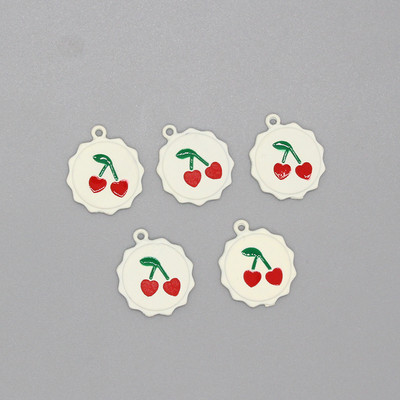 10 bucăți/pachet smalț dulce, căpșuni, cireșe, inimă, brelocuri simple, drăguțe, cu flori, cercei, brățară, pandantive mici, pentru fabricarea de bijuterii