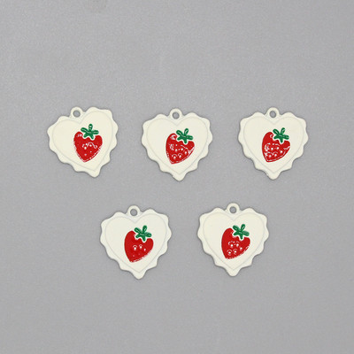 10 bucăți/pachet smalț dulce, căpșuni, cireșe, inimă, brelocuri simple, drăguțe, cu flori, cercei, brățară, pandantive mici, pentru fabricarea de bijuterii