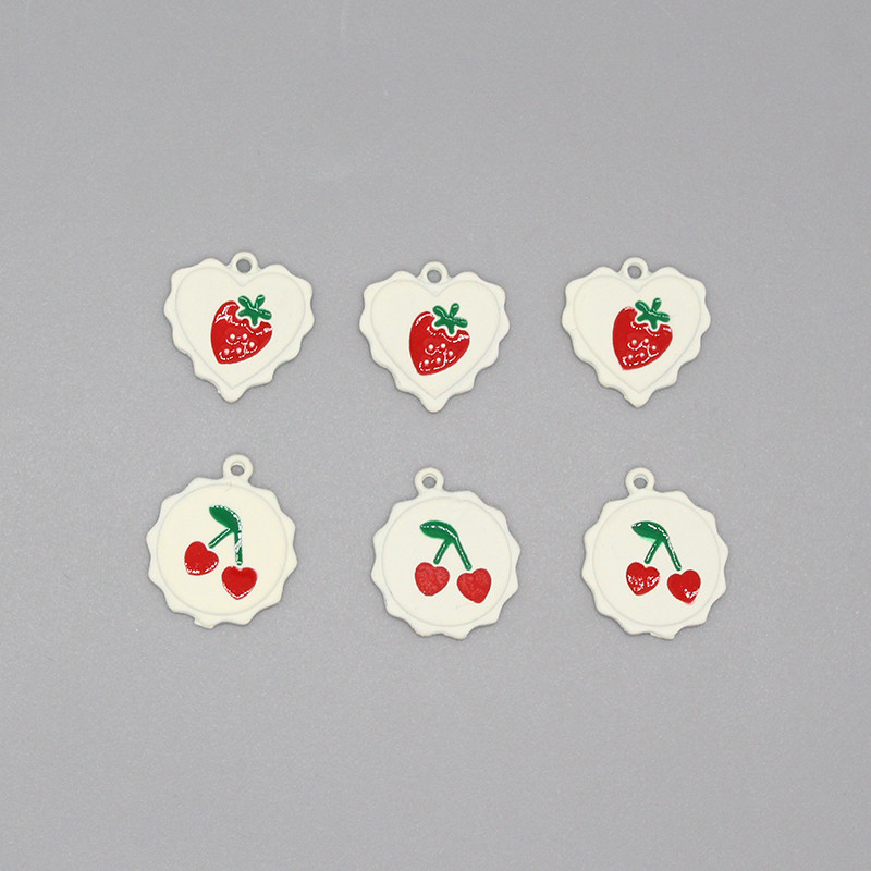 10 bucăți/pachet smalț dulce, căpșuni, cireșe, inimă, brelocuri simple, drăguțe, cu flori, cercei, brățară, pandantive mici, pentru fabricarea de bijuterii