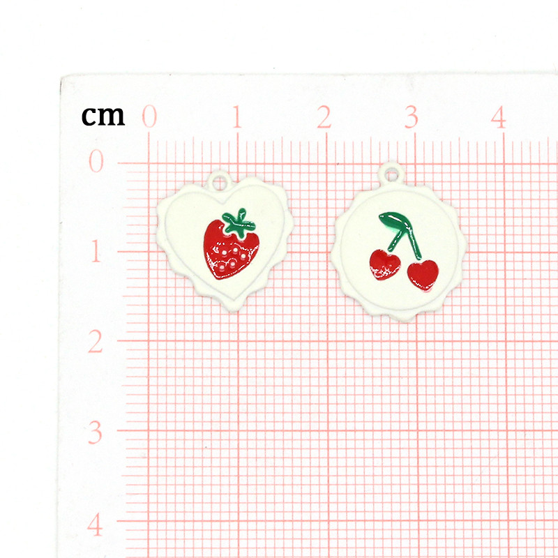 10 bucăți/pachet smalț dulce, căpșuni, cireșe, inimă, brelocuri simple, drăguțe, cu flori, cercei, brățară, pandantive mici, pentru fabricarea de bijuterii