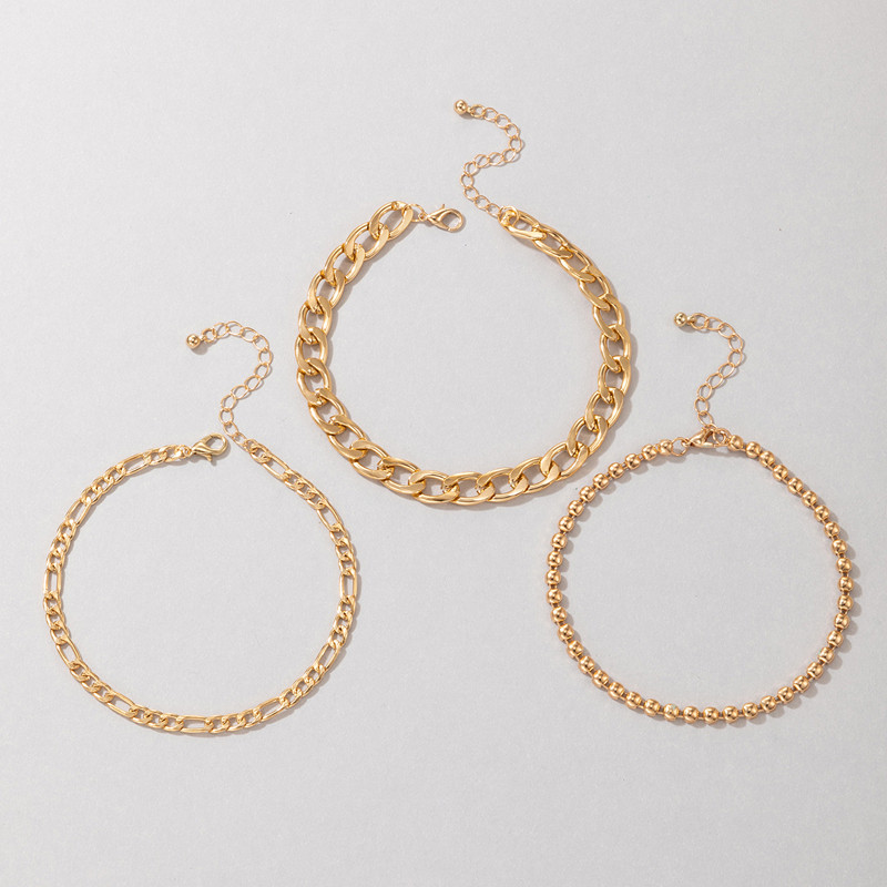 Tocona Lanț pentru picioare de culoare aurie pentru femei, bărbați, gleznele din metal din aliaj, lucrate manual, bijuterii de vară, 3 buc/seturi 20901