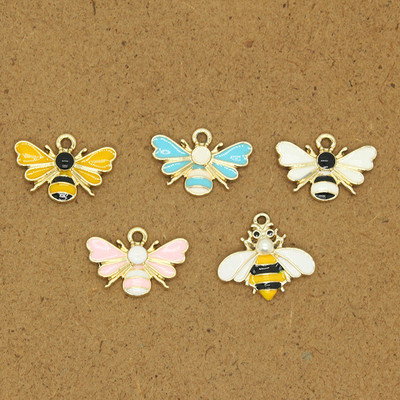 10 τμχ Kawaii Yellow Bee Earring Emal Charms Diy Cute Animal κολιέ μενταγιόν Αξεσουάρ για Γυναικεία κοσμήματα