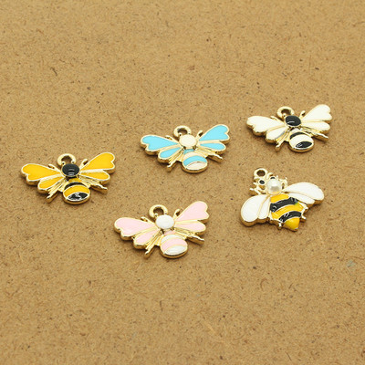 10 bucăți Kawaii galben albină cercei email farmece diy drăguț animal brățară colier pandantive accesoriu pentru femei bijuterii face