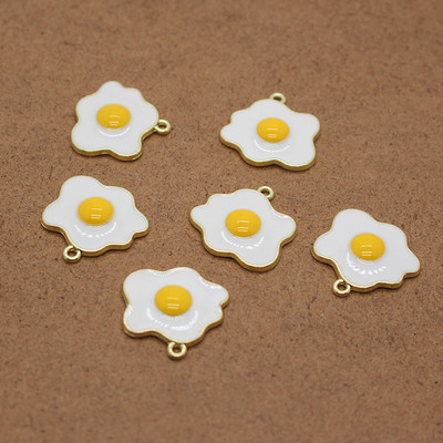 10 bucăți drăguț neregulat omletă mâncare cercei brelocuri bricolaj accesoriu de artizanat amuzant ou brelocuri colier pandantiv bijuterii metalice