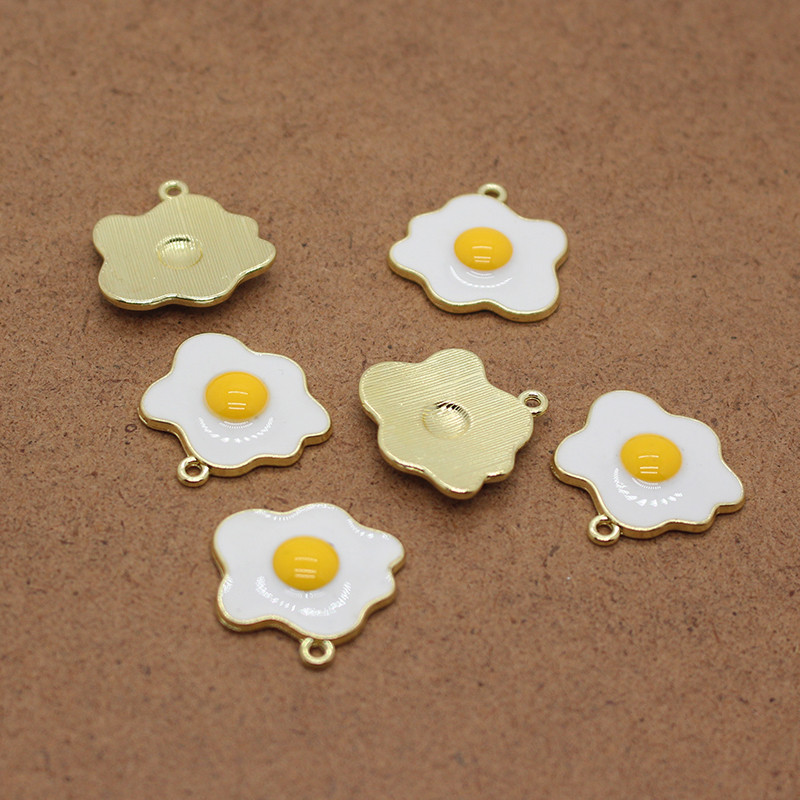 10 bucăți drăguț neregulat omletă mâncare cercei brelocuri bricolaj accesoriu de artizanat amuzant ou brelocuri colier pandantiv bijuterii metalice