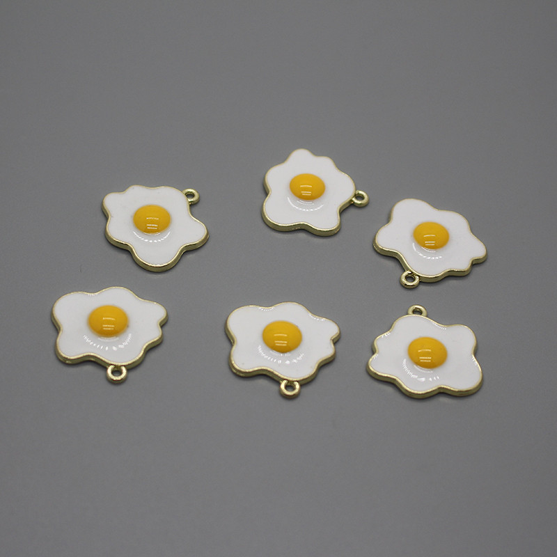 10 bucăți drăguț neregulat omletă mâncare cercei brelocuri bricolaj accesoriu de artizanat amuzant ou brelocuri colier pandantiv bijuterii metalice