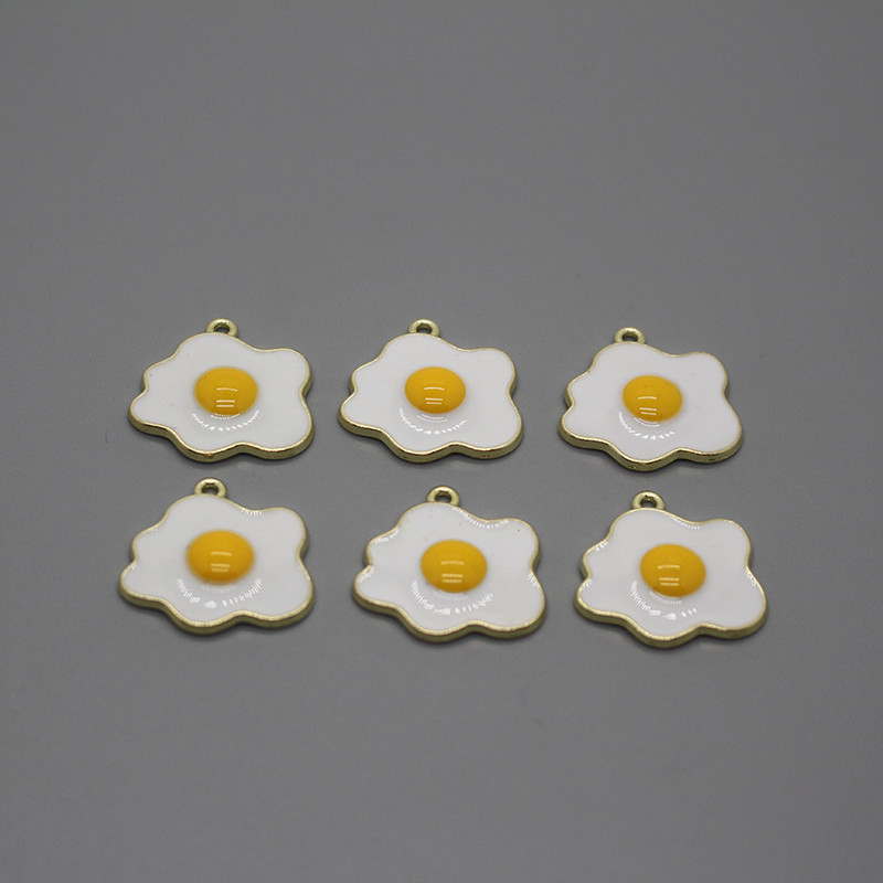 10 bucăți drăguț neregulat omletă mâncare cercei brelocuri bricolaj accesoriu de artizanat amuzant ou brelocuri colier pandantiv bijuterii metalice