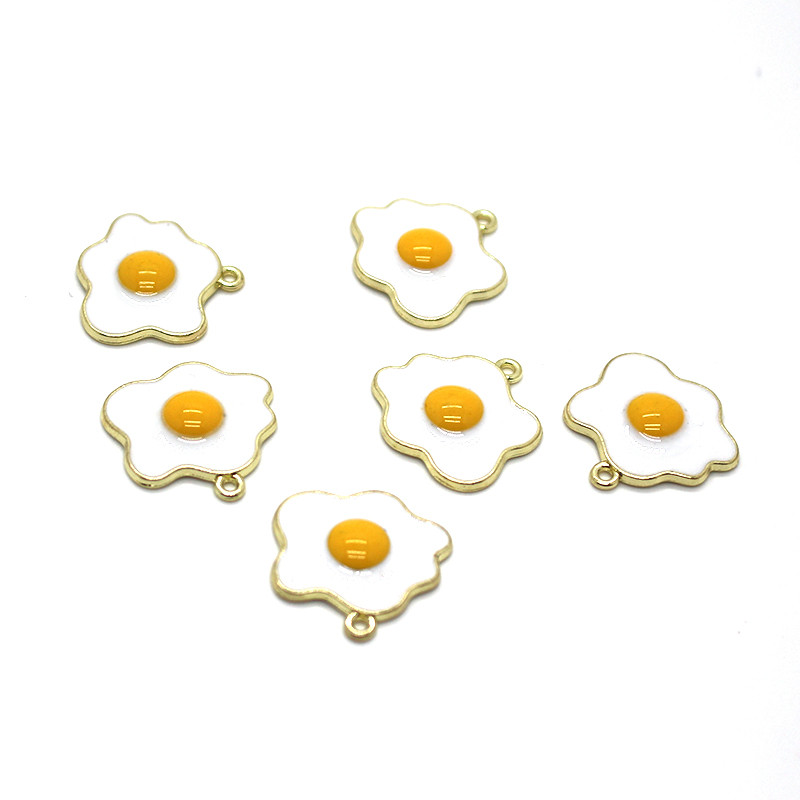 10 bucăți drăguț neregulat omletă mâncare cercei brelocuri bricolaj accesoriu de artizanat amuzant ou brelocuri colier pandantiv bijuterii metalice