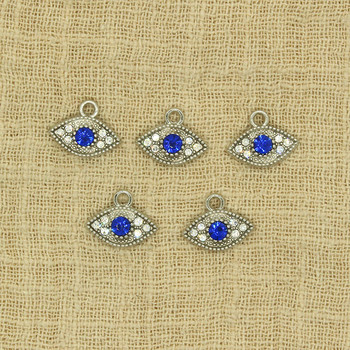 10 τμχ 14x11 χιλιοστά στρας Small Blue Eye Charms για βραχιόλι Σκουλαρίκια Μενταγιόν Αξεσουάρ DIY Lucky Evil Eye Charm Jewelry Make