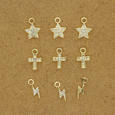 6 buc Cristal Cruce Fulger Star Cercei Brelocuri strălucitoare Brățară Colier Pandantiv Accesoriu DIY Mix Bijuterii Femei Face