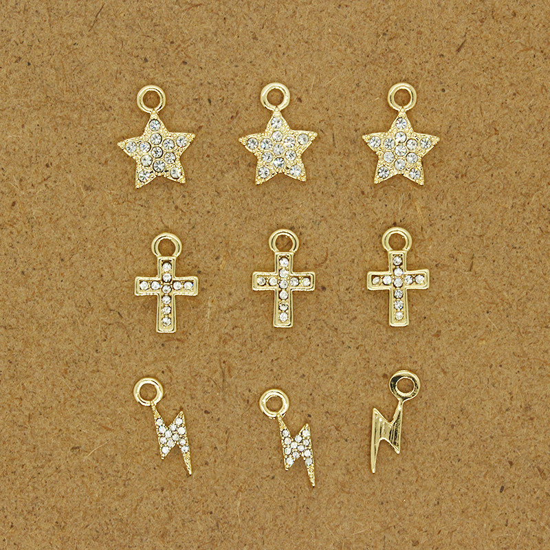 6 buc Cristal Cruce Fulger Star Cercei Brelocuri strălucitoare Brățară Colier Pandantiv Accesoriu DIY Mix Bijuterii Femei Face