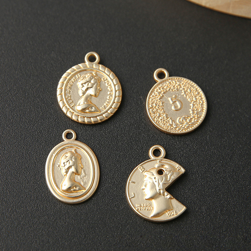 5 komada Vintage mat zlatne geometrijske portretne naušnice od legure privjesci Diy novčić Maria Narukvica Ogrlica Privjesak Nalazi za nakit Izrada