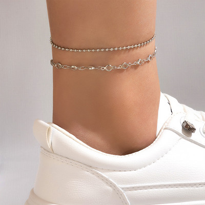 Tocona 2 buc/seturi Boemia frunze argintiu glezna pentru femei aliaj metal geometrie aliaj picioare lanț bijuterii reglabile 18646