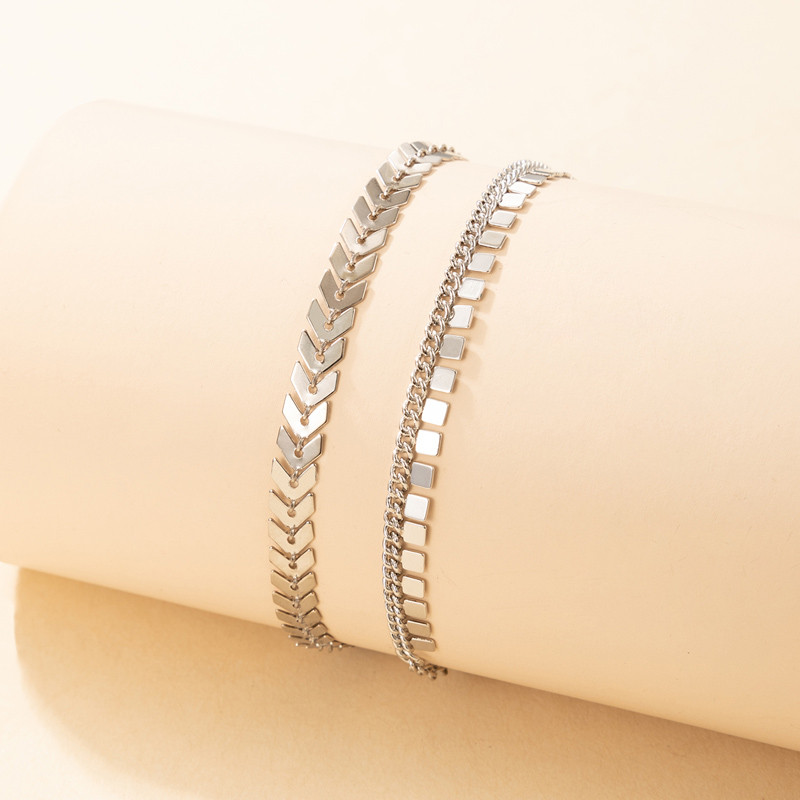 Tocona 2 buc/seturi Boemia frunze argintiu glezna pentru femei aliaj metal geometrie aliaj picioare lanț bijuterii reglabile 18646