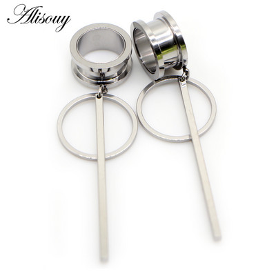 Piercing do tela Alisouy 2 ks, kruhový, vertikálny, visiaci prívesok z nehrdzavejúcej ocele, štuple do uší, tunely, expander.