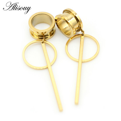 Piercing do tela Alisouy 2 ks, kruhový, vertikálny, visiaci prívesok z nehrdzavejúcej ocele, štuple do uší, tunely, expander.