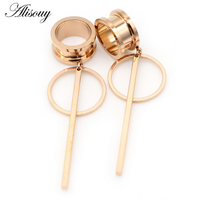 Piercing do tela Alisouy 2 ks, kruhový, vertikálny, visiaci prívesok z nehrdzavejúcej ocele, štuple do uší, tunely, expander.