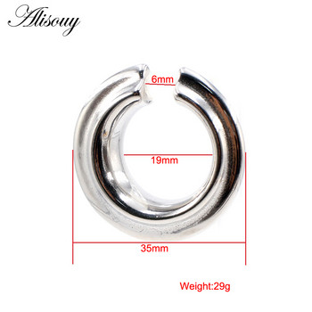 Alisouy 1PC Кръгъл кръг от неръждаема стомана Изрязани тежести за уши Тежък разширител Тапи за разтягане Габарити Обеци Бижута за пиърсинг
