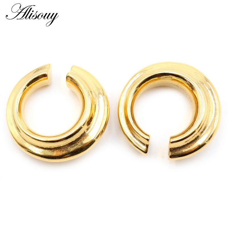 Alisouy 1 ks nerezová oceľ okrúhle rezané ušné závažia ťažké expander naťahovacie zátky meradlá náušnice piercing šperky