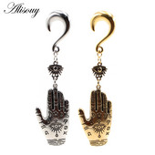 Alisouy 1 buc. Cârlige spirale pentru greutatea urechilor din oțel inoxidabil Paume, mâna atârnată, dopuri pentru urechi, tuneluri, extensii, piercing, bijuterii pentru corp